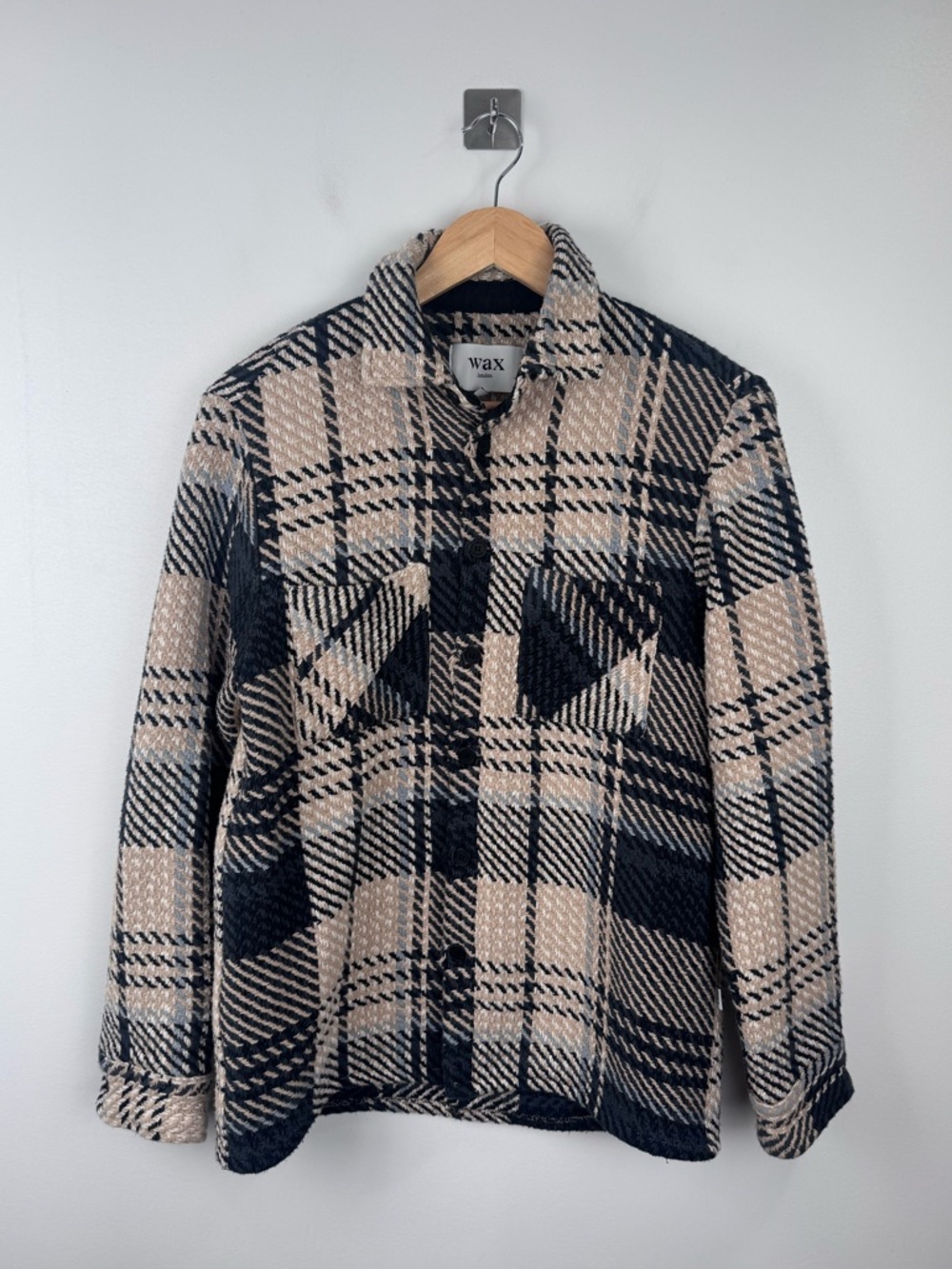 Wax London Men Whiting Marine Beatnik Button-Up Overshirt Size Small